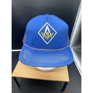 Freemason Masonic Hat Trucker Mesh Foam Snapback Baseball Cap Blue Vintage
